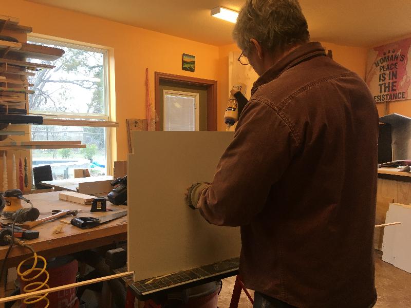 Hard at work - using the new workmate from Julie's Dad<br/> 