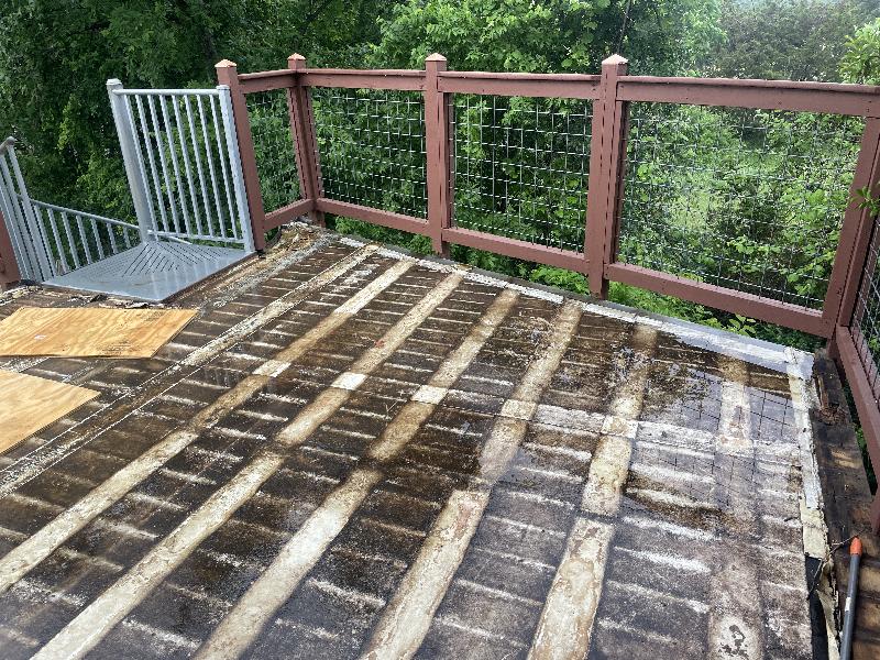 First step is to wet it and scrub with a broom. 