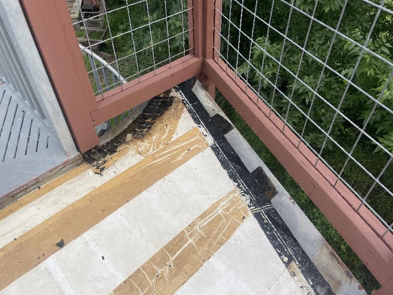 Detail of flashing around the stairs 