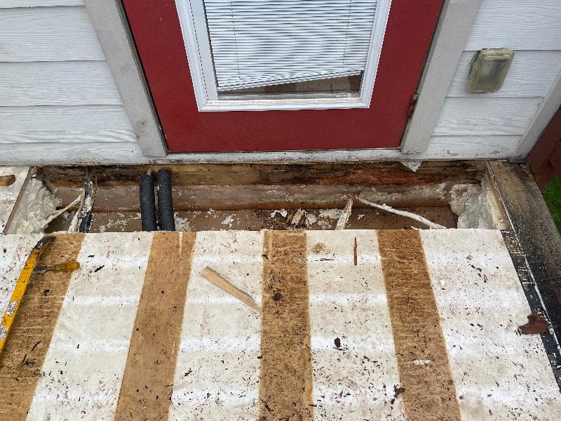 Damaged area mostly cleaned up. 