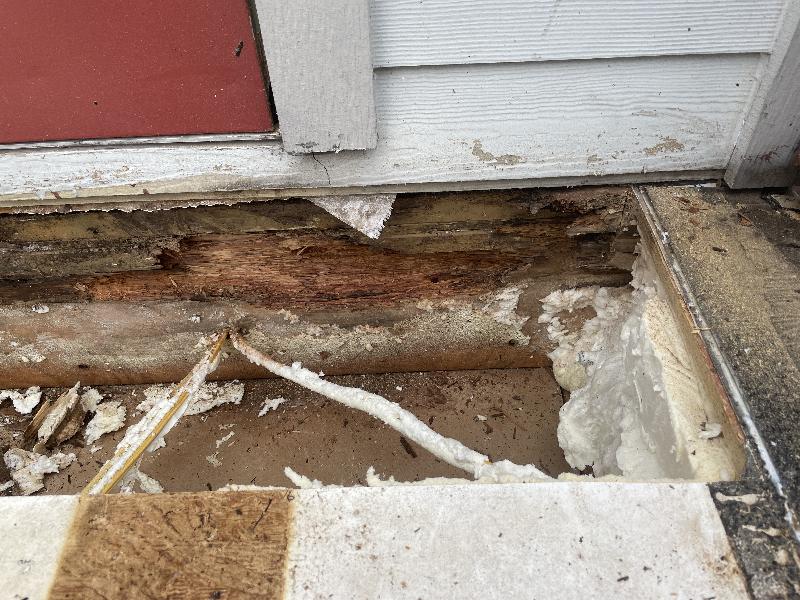 detail of damage to LVL beam 