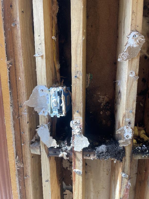 Extensive debris buildup at the blocking 