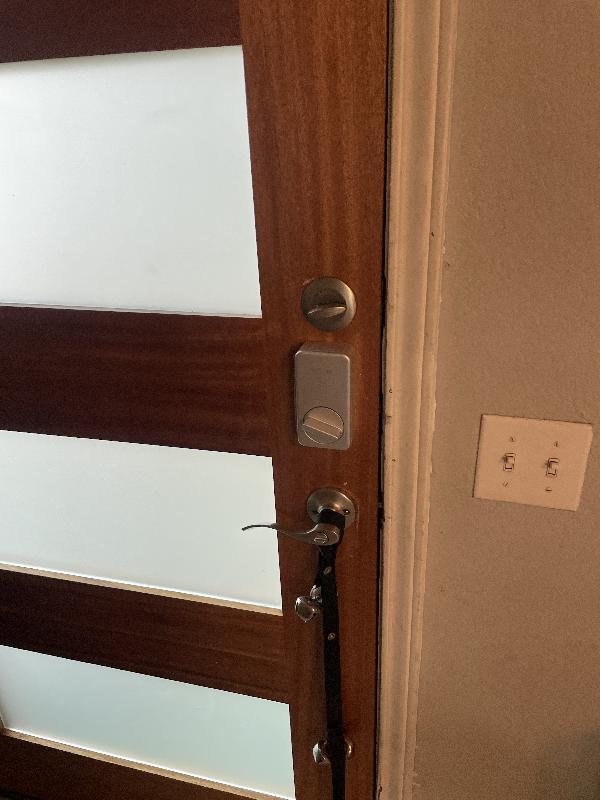 This deadbolt was installed by the tenant. They intend to remove it and replace it with what was there when they moved in. 