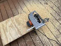 Ripping 2x4s for the raised base the cabinets will sit on generated a lot of sawdust. 