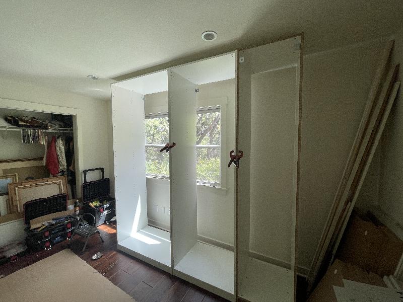 Three cabinets assembled for the right side 