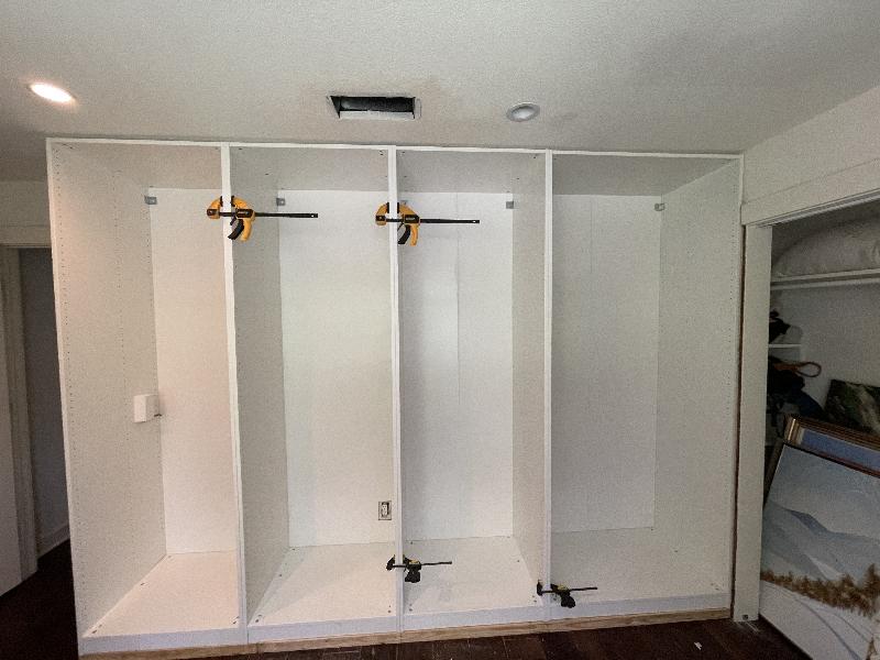 Left side assembled, cutout for outlet in place. 