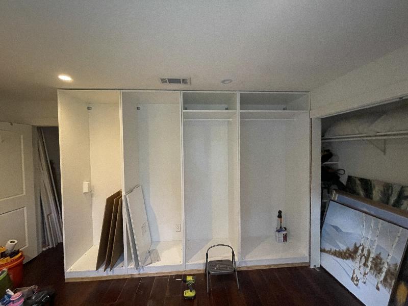 Test fit of the top shelf and the closet rods 