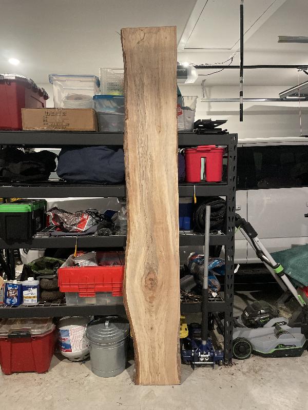 An 8' live edge pecan slab from Berdoll sawmill