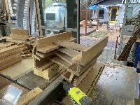 Bench legs joined together to make ends. 