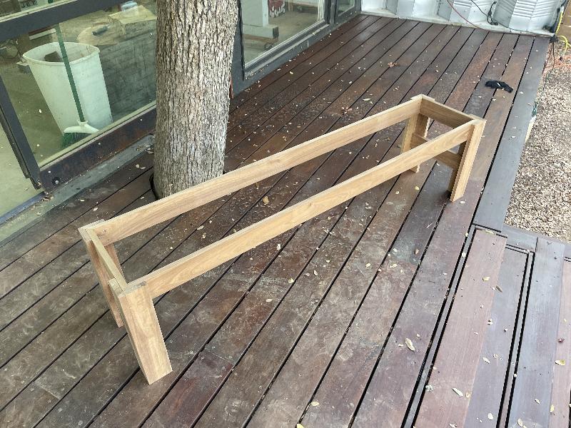 Fully assembled bench frame 