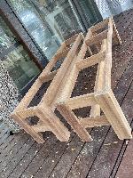 Benches ready for their seat tops 