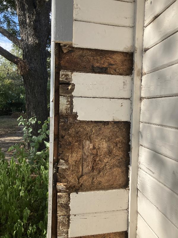 Surveying the damage after removing the 1x4 trim 