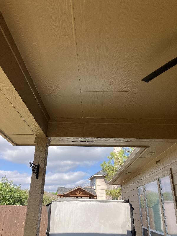 The interior of the existing porch ceiling is done with hardiboard, so I will match that. 